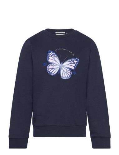 Tom Tailor Sweatshirt With Butterfly Print Marinblå