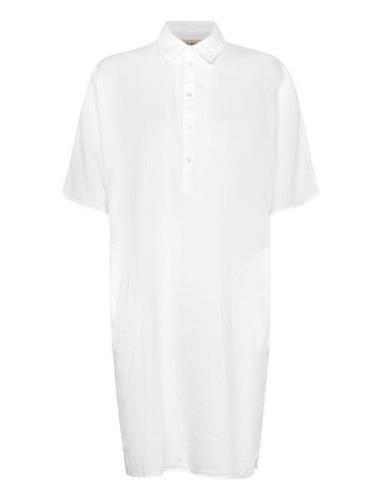 Mmlowana Linen Dress Knälång Klänning White MOS MOSH