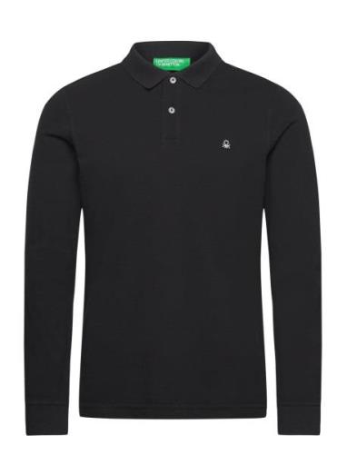 L/S Polo Shirt Tops Polos Long-sleeved Black United Colors Of Benetton