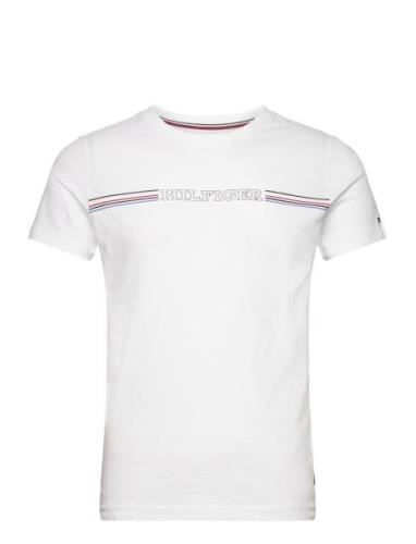 Stripe Chest Tee Tops T-shirts Short-sleeved White Tommy Hilfiger