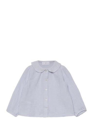 Cheesecloth Cotton Blouse Tops Blouses & Tunics Blue Mango