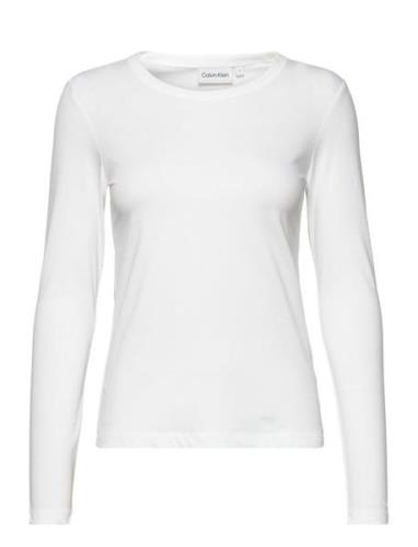 Calvin Klein Smooth Cotton Crew Neck Tee Ls Vit