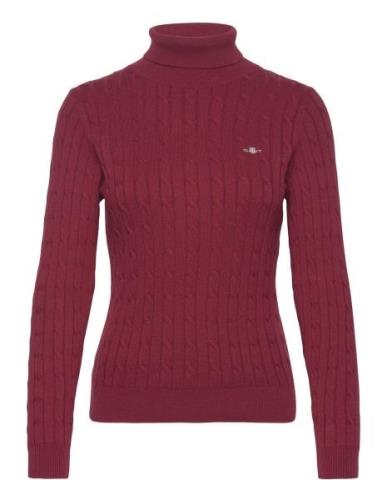 GANT Stretch Cotton Cable Turtleneck Röd