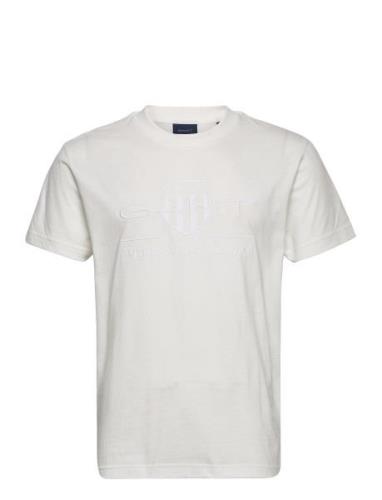 GANT Reg Tonal Shield Ss T-Shirt Vit