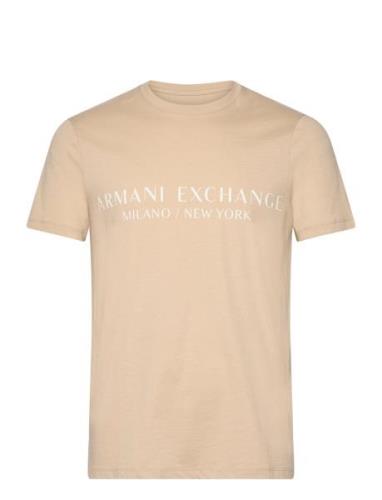 T-Shirt Tops T-shirts Short-sleeved Cream Armani Exchange