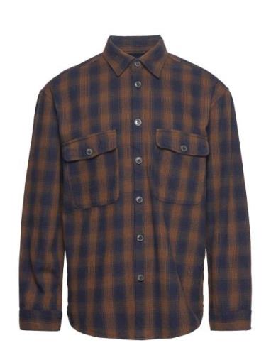 Slhloosemason-Flannel Overshirt Noos Tops Shirts Casual Brown Selected...