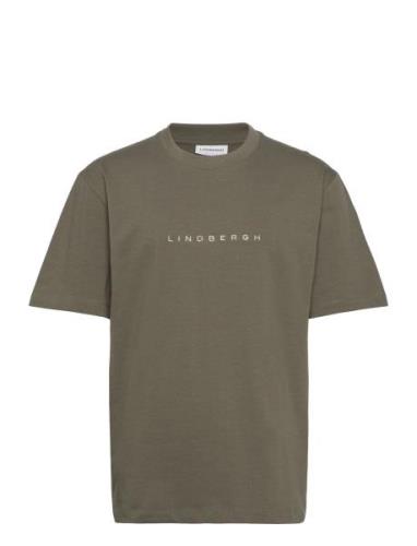 Over D Embroidery Tee S/S Tops T-shirts Short-sleeved Green Lindbergh