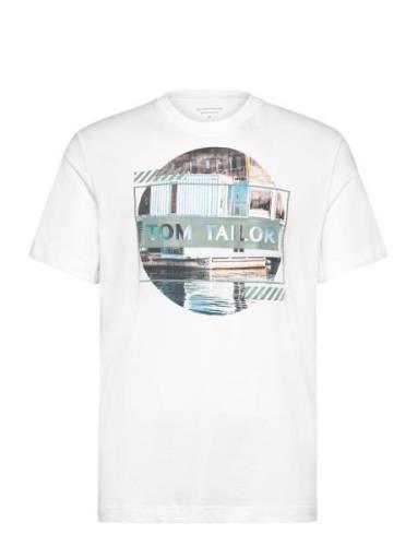 Photoprint T-Shirt Tops T-shirts Short-sleeved White Tom Tailor