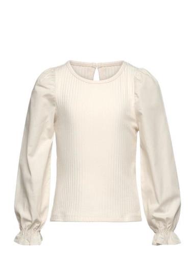 Lindex Top With Woven Sleeves Kräm