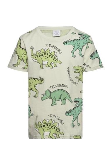 Ss Top Med Dino Aop Tops T-shirts Short-sleeved Green Lindex