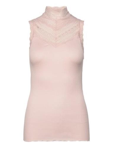 Rwbenita Sl Turtleneck Lace Top Tops T-shirts & Tops Sleeveless Pink R...