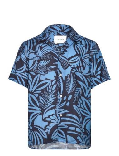 Les Deux Bob Flower Tencel Shirt Blå