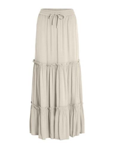 Vila Vimesa Hw Long Skirt/Su/Ft/Ka Beige