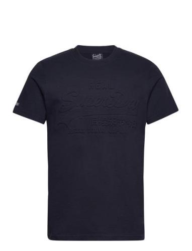 Embossed Vl T Shirt Tops T-shirts Short-sleeved Navy Superdry