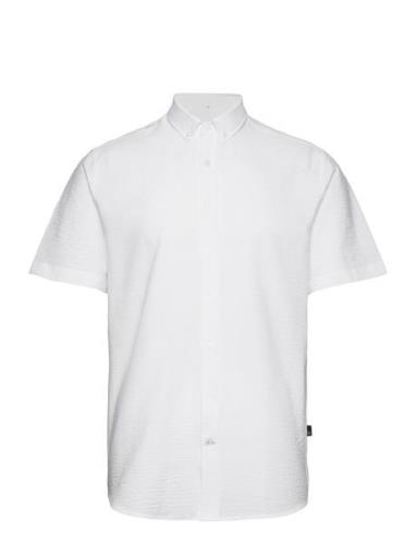 Johan Seersucker S/S Shirt Tops Shirts Short-sleeved White Kronstadt