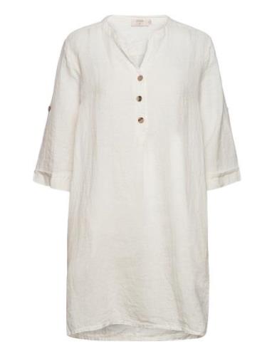Crbellis Caftan Short Dress - Molli Tops Tunics White Cream