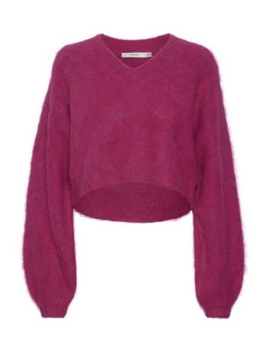 Safigz Cropped V-Neck Tops Knitwear Jumpers Pink Gestuz