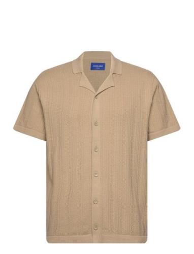 Jack & J S Jorvalencia Structure Knit Ss Polo Sn Beige