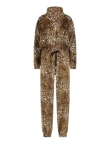 Sie Flannel Fleece Zip Leo Bottoms Jumpsuits Brown Hunkemöller