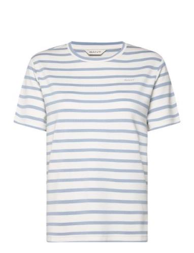 Striped Ss T-Shirt Tops T-shirts & Tops Short-sleeved Blue GANT