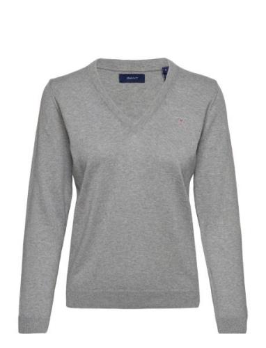 GANT Cotton V-Neck Grå