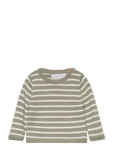 Striped Cotton-Blend Sweater Tops Knitwear Pullovers Green Mango
