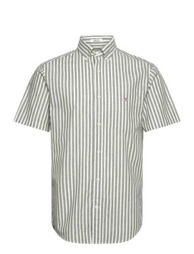 GANT Reg Cotton Linen Stripe Ss Shirt Grön