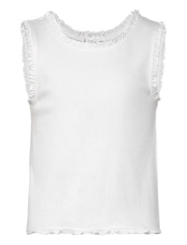 Ribbed Strap T-Shirt Tops T-shirts Sleeveless White Mango