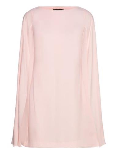 Cape Georgette Cocktail Dress Kort Klänning Pink Lauren Ralph Lauren