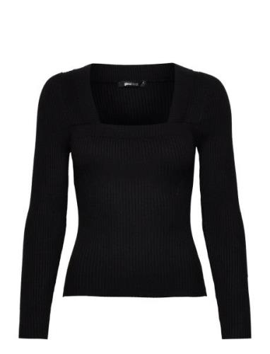 Gina Tricot Squareneck Knitted Top Svart