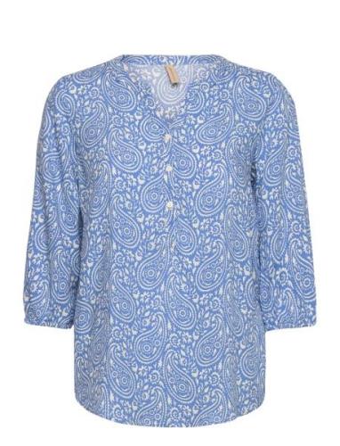Sc-Molly Tops Blouses Long-sleeved Blue Soyaconcept