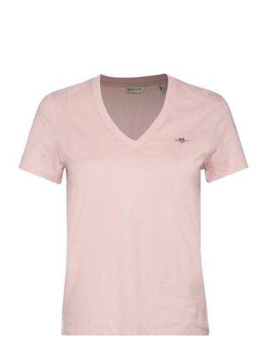 Reg Shield Ss V-Neck T-Shirt Tops T-shirts & Tops Short-sleeved Pink G...