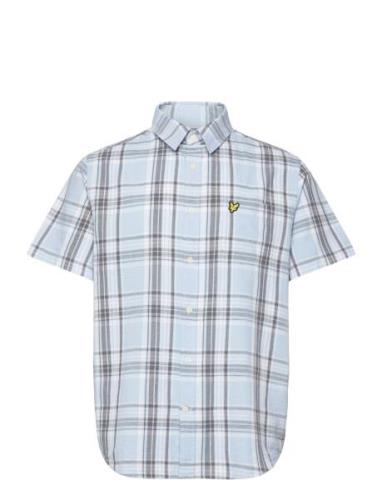 Lyle & Scott Linen Check Short Sleeve Shirt Blå