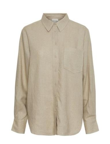 YAS Yasflaxy Ls Linen Shirt Noos Beige