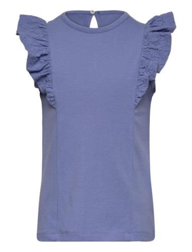 Top Ns Lace Tops T-shirts Sleeveless Blue Creamie