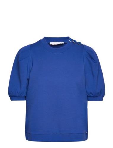 Sweat Shirt With Pleats Tops T-shirts & Tops Short-sleeved Blue Coster...