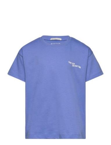 Over D Printed T-Shirt Tops T-shirts Short-sleeved Blue Tom Tailor