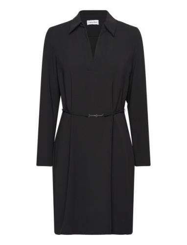 Calvin Klein Structure Twill Ls Shirt Dress Svart