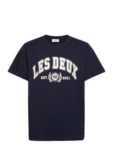 University T-Shirt Tops T-shirts Short-sleeved Navy Les Deux
