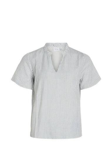 Vila Vivanda S/S V-Neck Top/R Blå