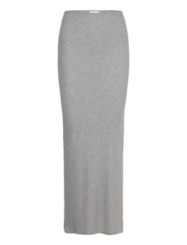 Perla Grey Melange Skirt Lång Kjol Grey ALOHAS