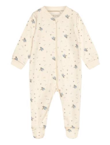 Nightsuit W.zipper A. Foot Pyjamas Sie Jumpsuit Cream Fixoni
