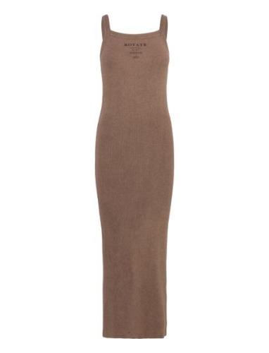 ROTATE Birger Christensen Ribbed Maxi Dress Brun