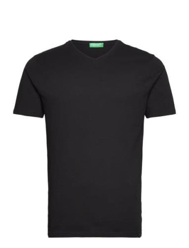 V Neck T-Shirt Tops T-shirts Short-sleeved Black United Colors Of Bene...