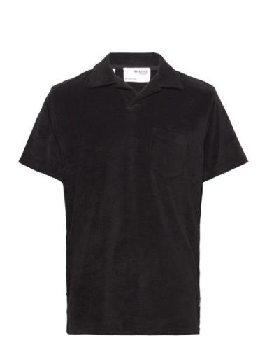 Slhrelax-Terry Ss Resort Polo Ex Tops Polos Short-sleeved Black Select...