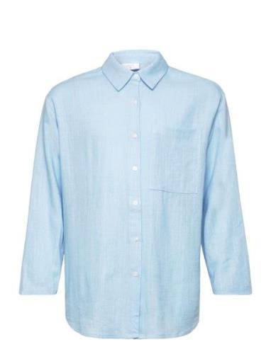 Latti Ls Linen Shirt Tops Shirts Long-sleeved Shirts Blue Grunt