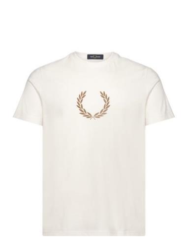Flocked Laurel W Gra Tee Tops T-shirts Short-sleeved White Fred Perry