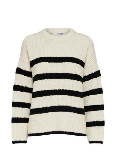 Selected Femme Slfbloomie Ls Knit O-Neck Noos Kräm