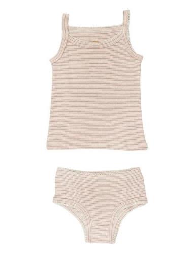 Copenhagen Colors Strap Top And Underpants Striped Rosa