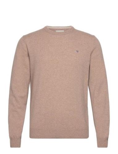 Superfine Lambswool C-Neck Tops Knitwear Round Necks Beige GANT